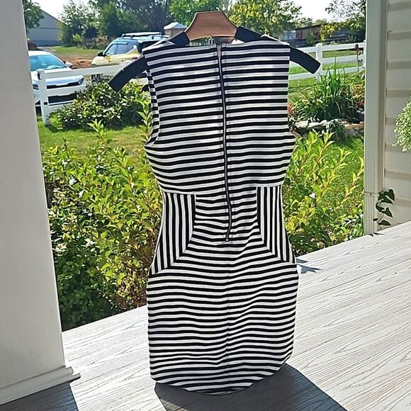 Forever 21 dress zip up striped bodycon stretchy short dress small like new - Picture 8 of 16
